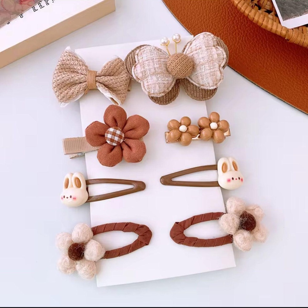 Cute Brown and Cream Hair Accessories Set
